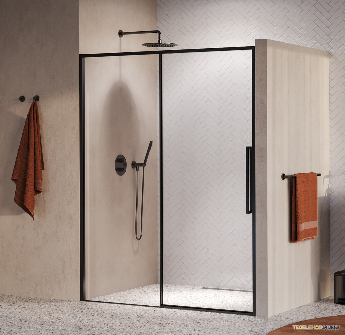 BRAUER Galactic Nisdeur 2-Delig Schuif 160x200 Omkeerbaar Helder Glas Incl. Glascoating PVD Gunmetal Geborsteld