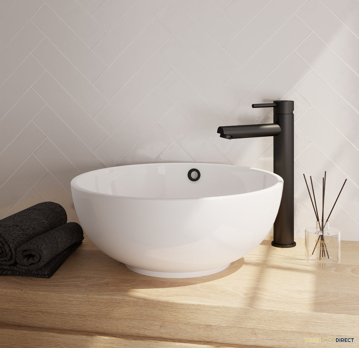 Brauer Stripe verhoogde opbouw wastafelmengkraan model A mat zwart – afbeelding 3