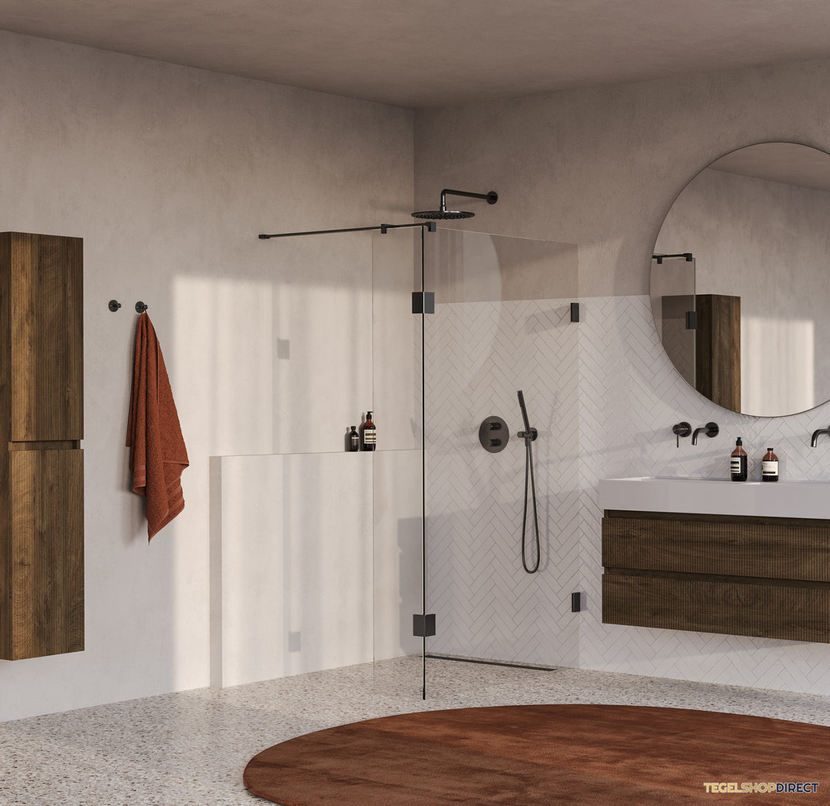 BRAUER Void inloopdouche helder glas 110x200 met 30 zijwand incl. glascoating PVD gunmetal geborsteld – afbeelding 2
