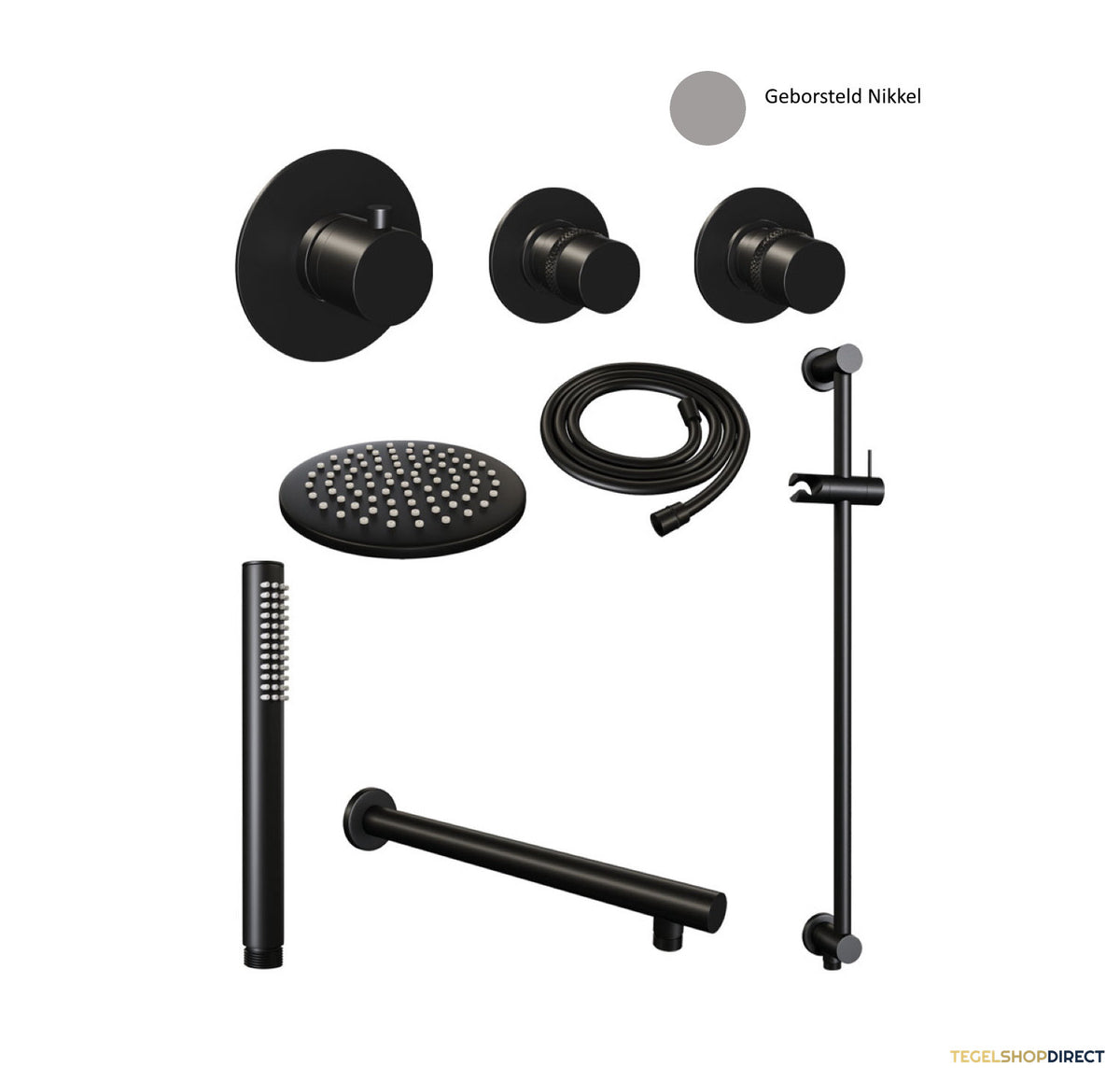 Thermostatisch Inbouwdoucheset Brauer Brushed 30cm Hoofddouche Wandarm Staafhanddouche op Glijstang Geborsteld RVS – afbeelding 2