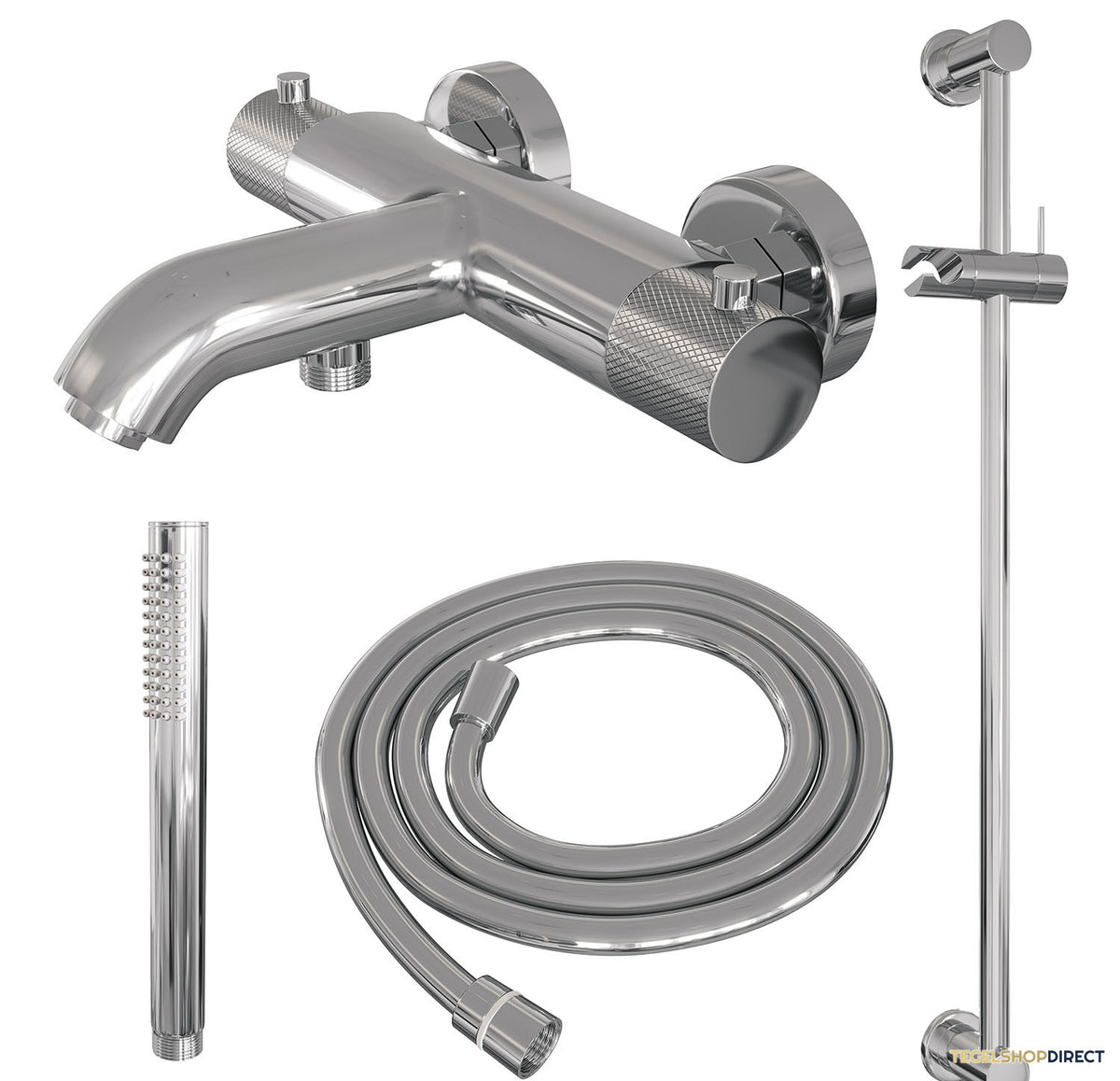 Opbouwset Bad- en Douchekraan Brauer Chrome Carving Thermostatisch Met Glijstang Chroom – afbeelding 2