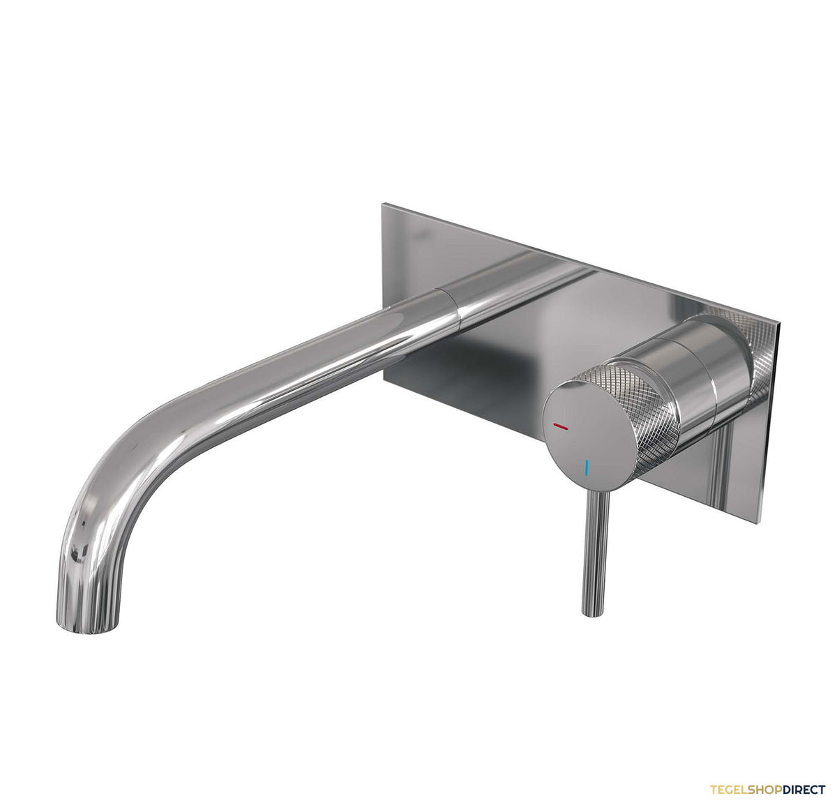Inbouw Wastafelmengkraan Brauer Chrome Carving Coldstart Gebogen Uitloop Ronde Hendel Rechts Chroom Met Afdekplaat