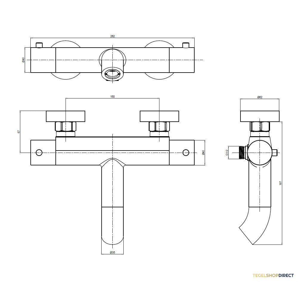 Opbouw Bad- en Douchekraan Brauer Black Thermostatisch Mat Zwart – afbeelding 4