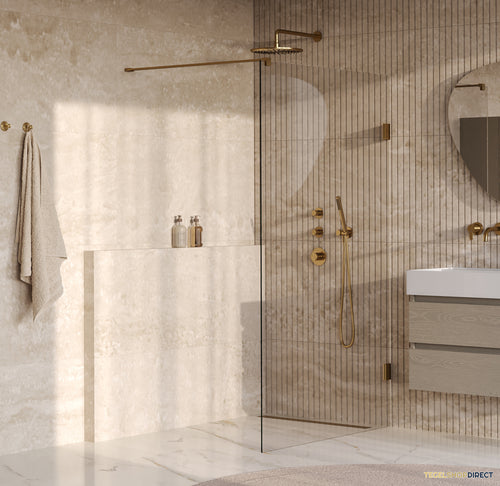 BRAUER Void inloopdouche helder glas 120x200 incl. glascoating PVD goud geborsteld