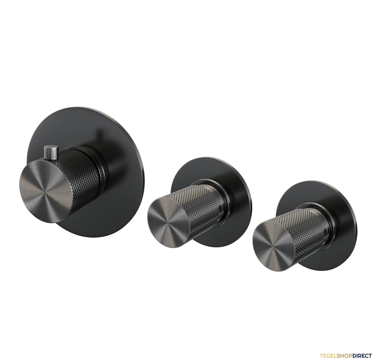Inbouwthermostaatset Brauer Gunmetal Carving Incl Baduitloop en Staafhanddouche Messing Gunmetal – afbeelding 3