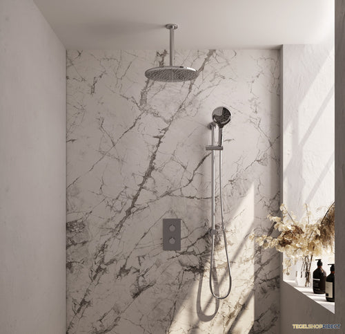 Inbouw Regendouche Set Brauer Chrome Edition Plafond Uitloop Ronde Hoofddouche 30 cm Met Glijstang en Handdouche 3 Standen