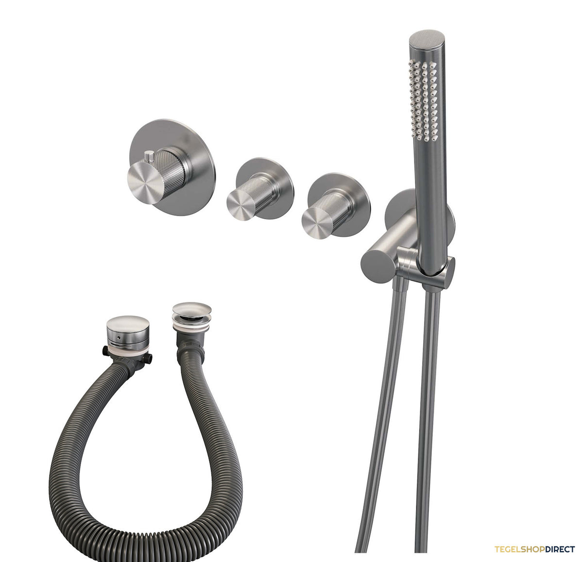 Inbouwthermostaat set Brauer Carving Incl Badafvoer Geborsteld RVS (Keuze Handdouche) – afbeelding 4