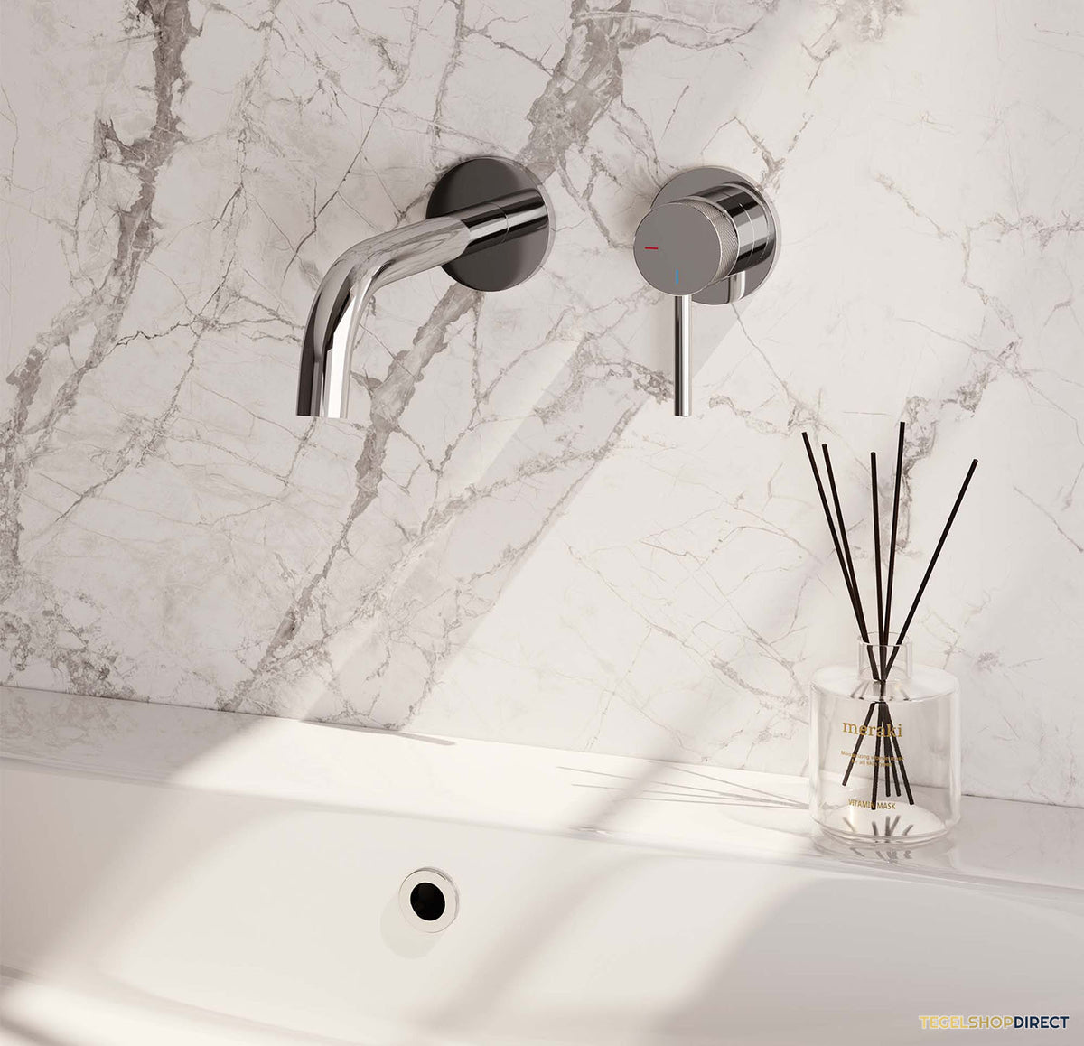 Inbouw Wastafelmengkraan Brauer Chrome Carving Coldstart Gebogen Uitloop Ronde Hendel Rechts Chroom Met Rozetten – afbeelding 2