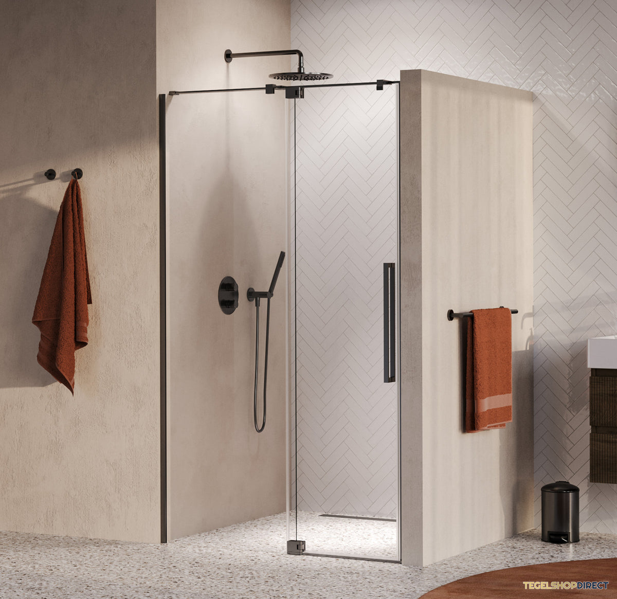 BRAUER Stellar nisdeur 2-delig draaiend helder glas 120x200 omkeerbaar incl. glascoating PVD gunmetal geborsteld