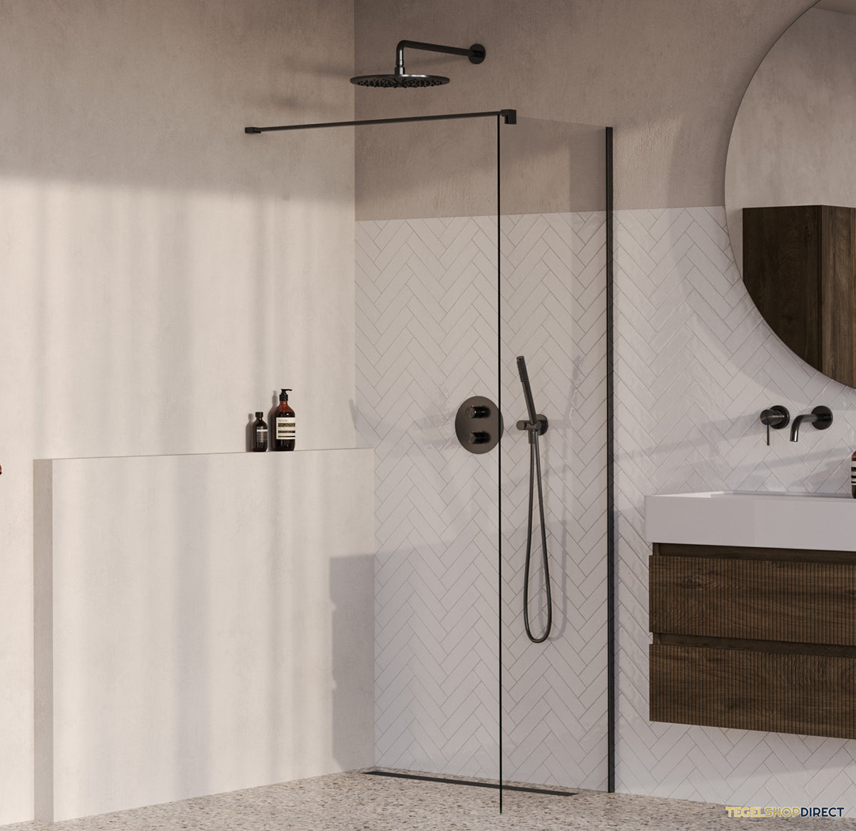 BRAUER Oblivion inloopdouche helder glas 60x200 incl. glascoating PVD gunmetal geborsteld