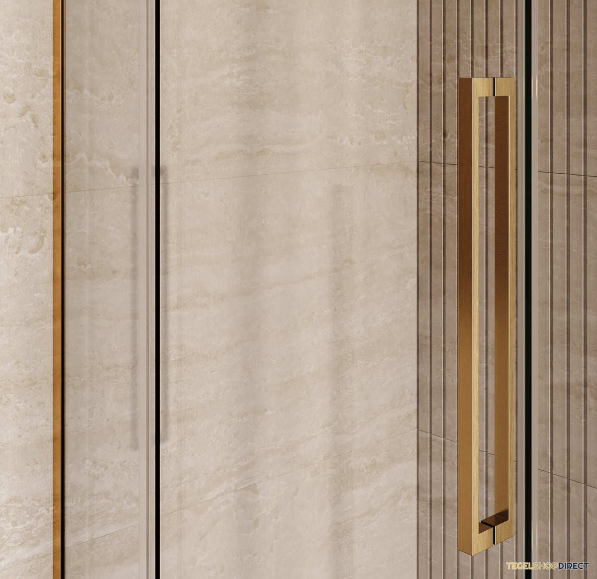 BRAUER Stellar douchecabine met draaideur helder glas 100x80x200 omkeerbaar incl. glascoating PVD goud geborsteld – afbeelding 6