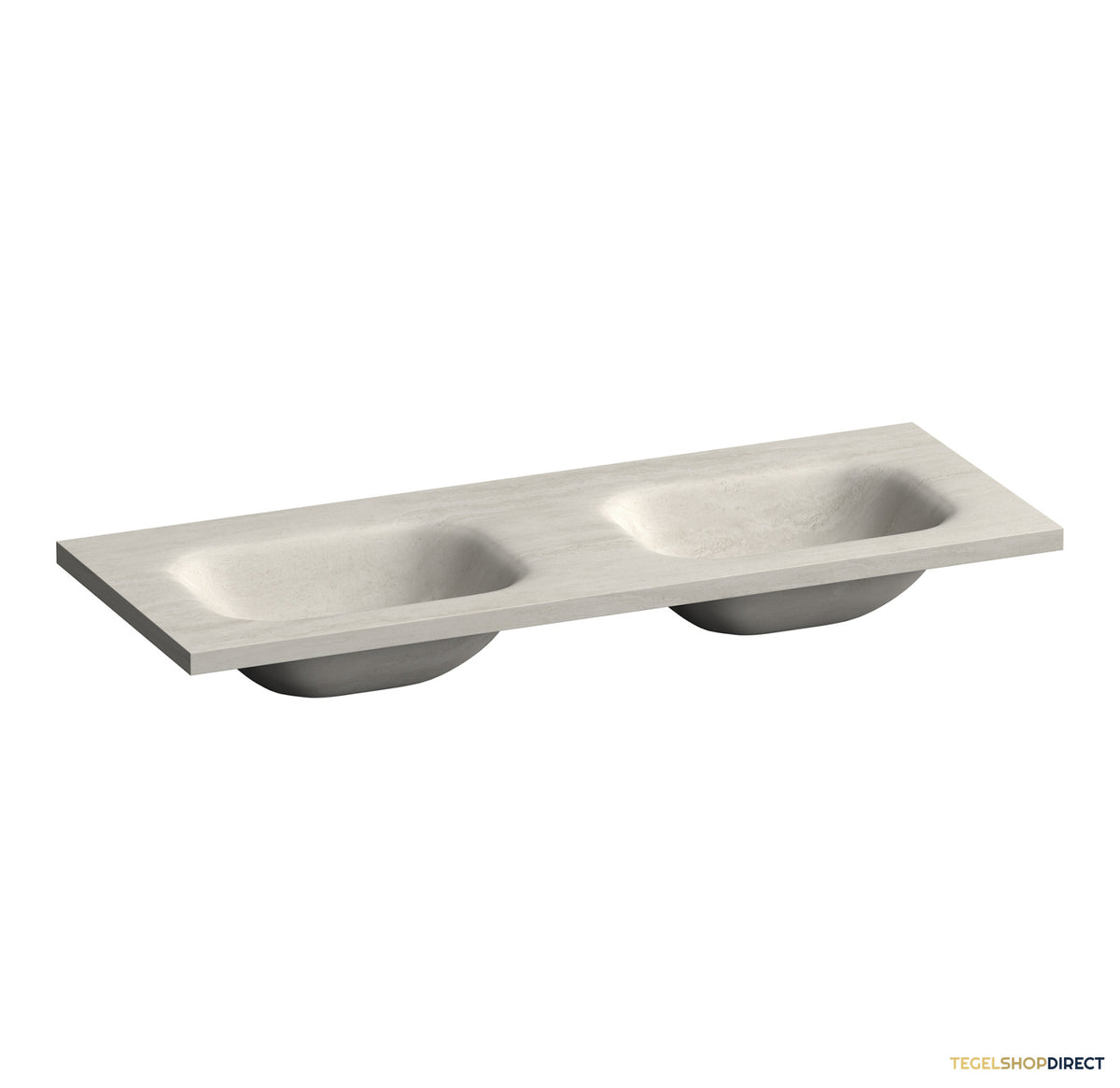 BRAUER Dune Medium wastafel 120 cm met 2 wasbakken en 0 kraangaten Sintered Stone Ivory Travertin – afbeelding 3