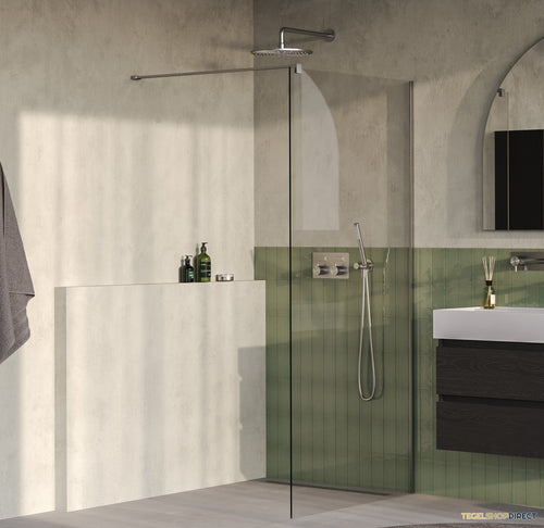 BRAUER Oblivion inloopdouche helder glas 90x200 incl. glascoating PVD RVS-kleurig geborsteld