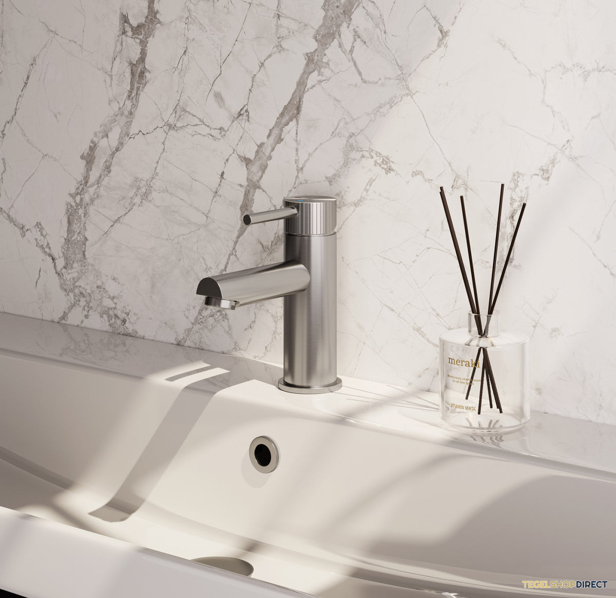 Brauer Stripe lage opbouw wastafelmengkraan model A RVS-kleurig geborsteld PVD – afbeelding 2