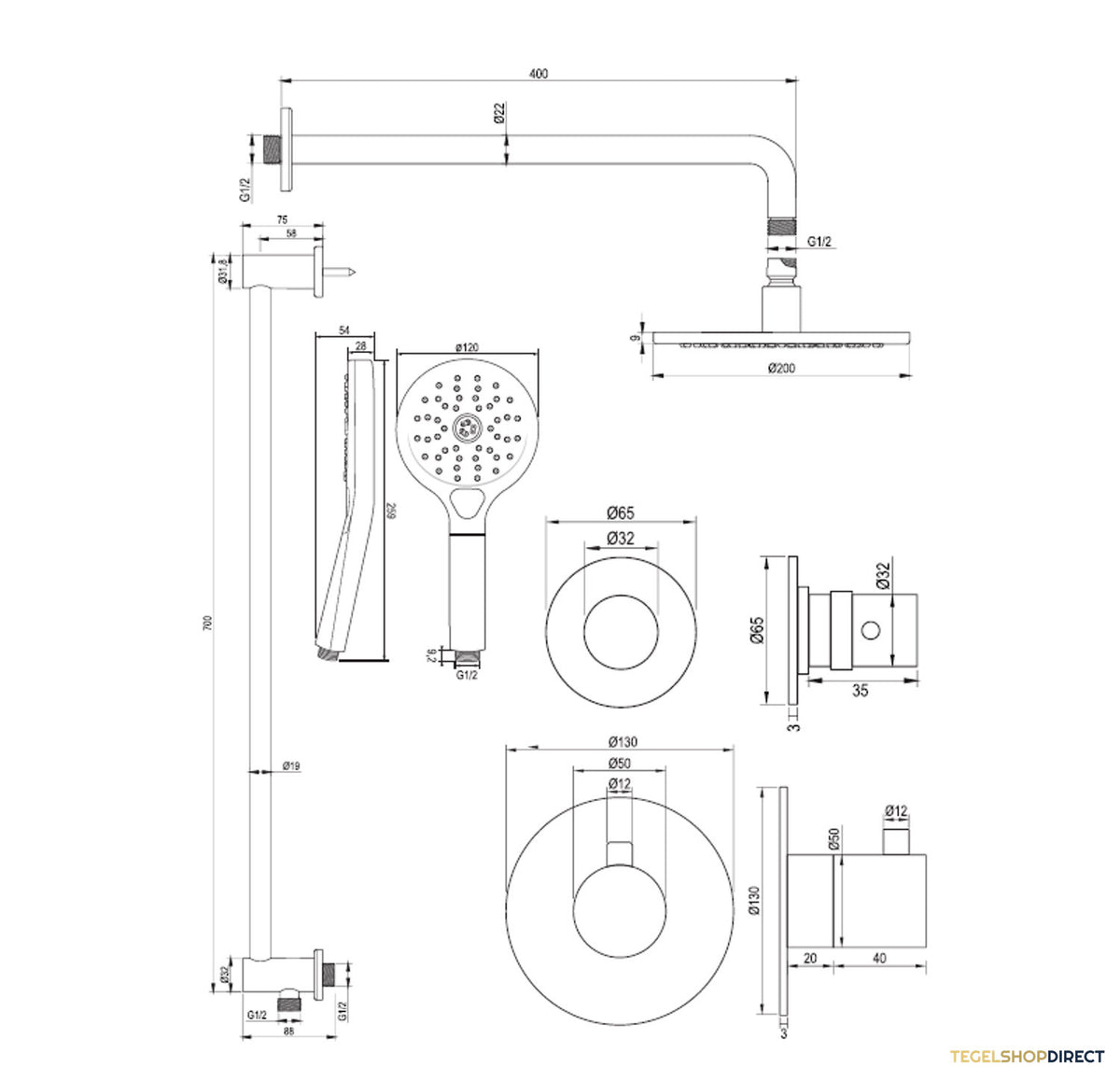Inbouw Regendouche Set Brauer Copper Edition Gebogen Wanduitloop Ronde Hoofddouche 20 cm Met Twee Stopkranen Glijstang en Handdouche 3 Standen Koper – afbeelding 12