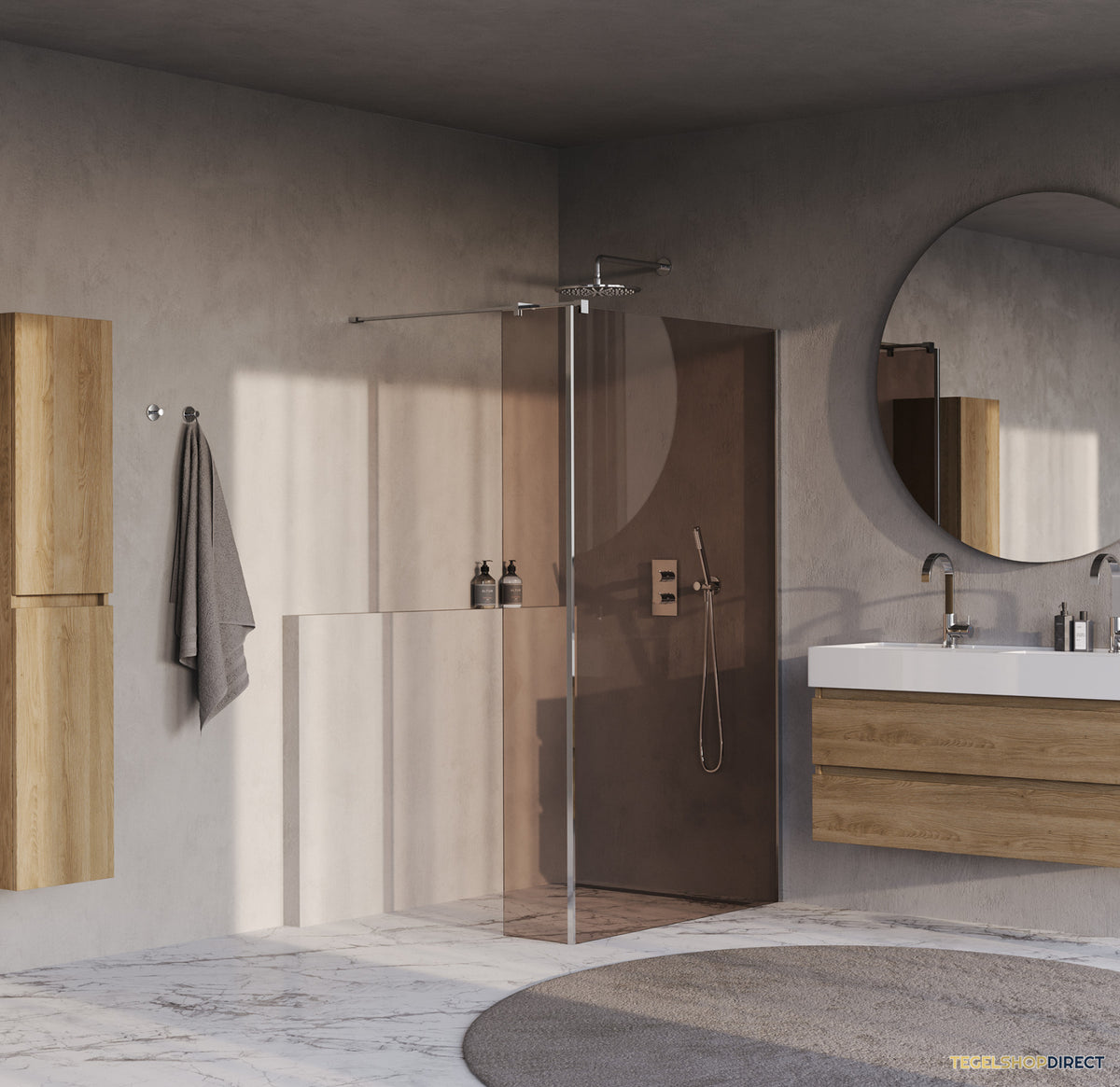 BRAUER Oblivion inloopdouche brons glas 120x200 met zijwand 30 incl. glascoating chroom – afbeelding 2