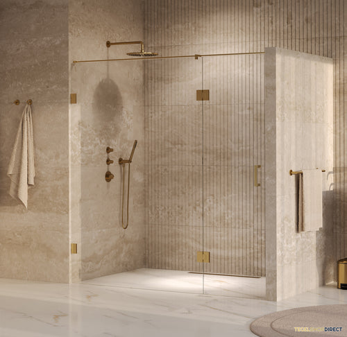 BRAUER Void nisdeur 2-delig helder glas 190x200 omkeerbaar met draaideur 70 aan glas incl. glascoating PVD goud