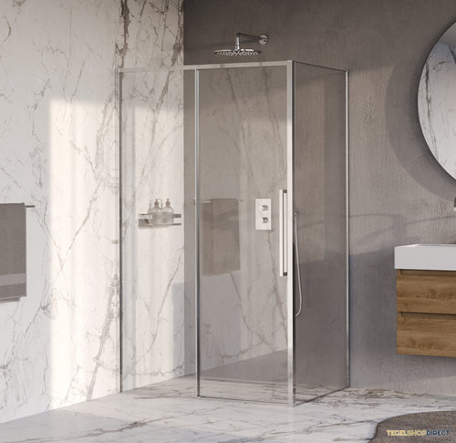 BRAUER Galactic Douchecabine Met Schuifdeur 120x90x200 Omkeerbaar Helder Glas Incl. Glascoating Chroom
