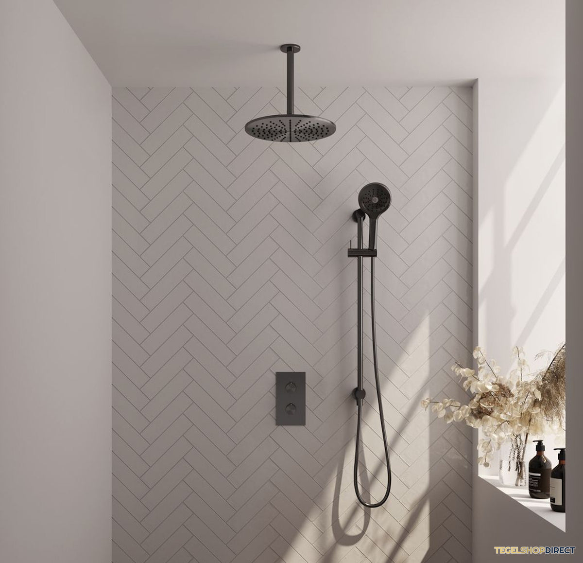 Thermostatische Inbouwdoucheset Brauer Gunmetal Edition Rechthoekige Afdekplaat (Alle Opties) – afbeelding 2