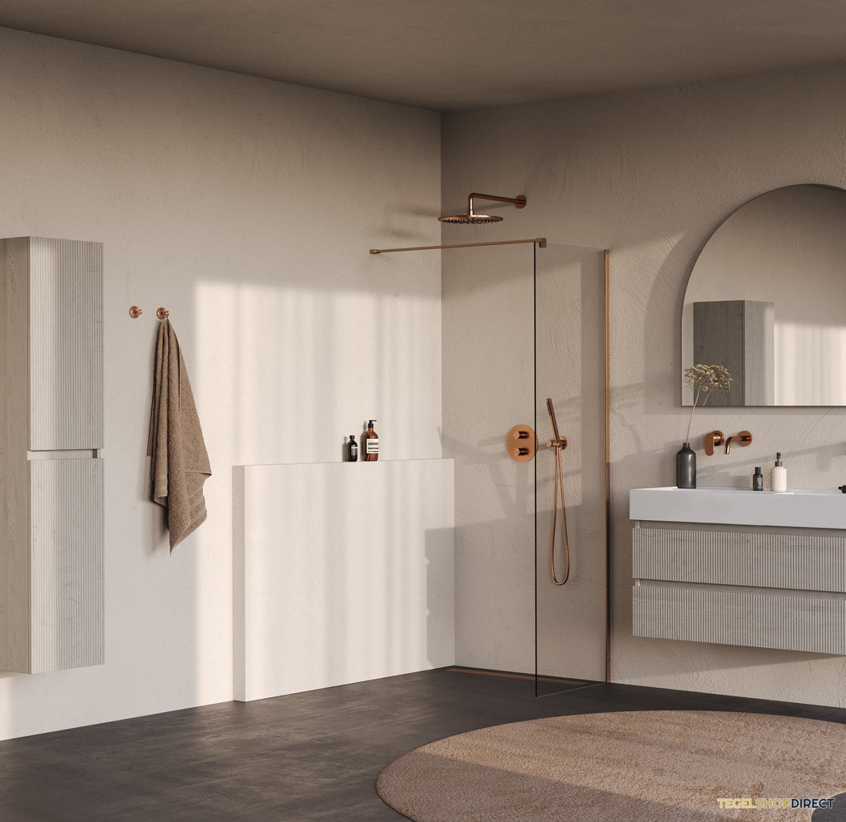 BRAUER Oblivion inloopdouche helder glas 50x200 incl. glascoating PVD koper geborsteld – afbeelding 2