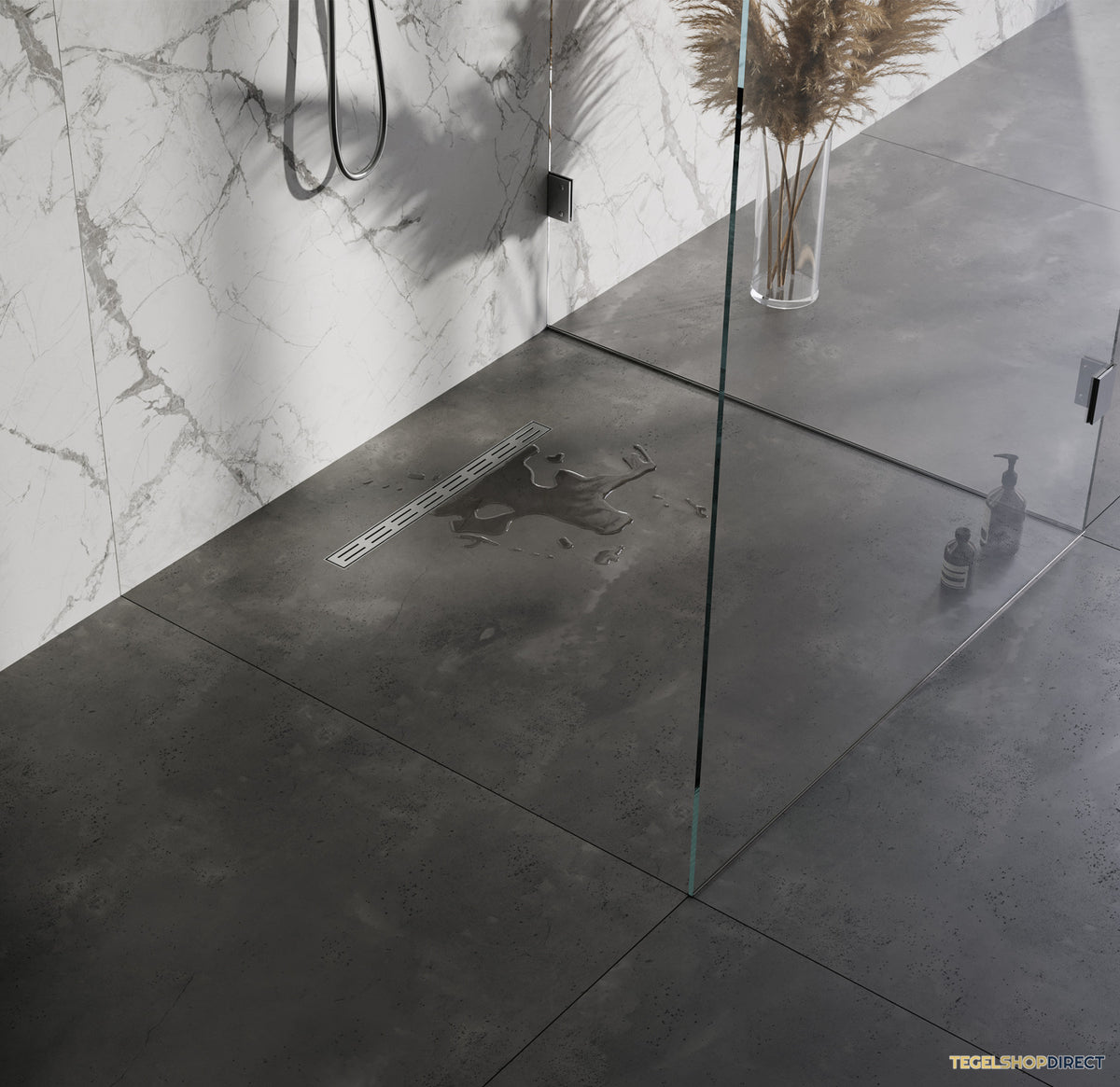 Douchegoot Brauer Small 60x5 cm RVS Vloerflens Inclusief Kunststof Sifon Verstelbare Poten – afbeelding 2