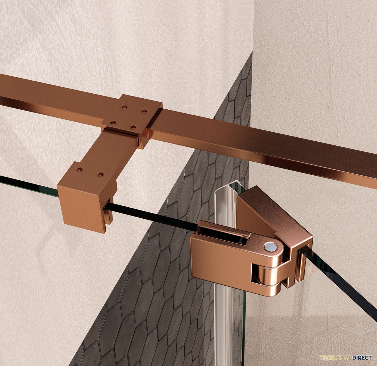 BRAUER Stellar douchecabine met draaideur helder glas 120x100x200 omkeerbaar incl. glascoating PVD koper geborsteld – afbeelding 5