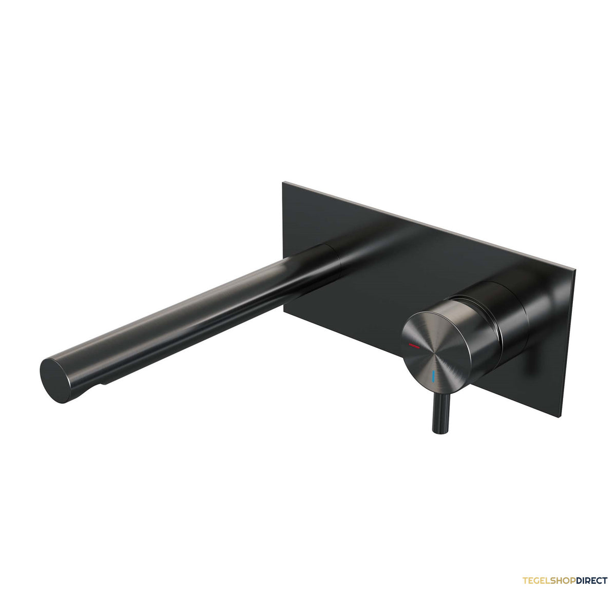 Inbouw Wastafelmengkraan Brauer Gunmetal Edition Coldstart Rechte Uitloop Korte Ronde Hendel Rechts Geborsteld Gunmetal PVD Met Afdekplaat