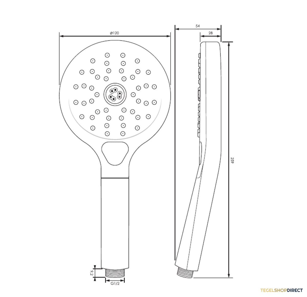 Handdouche Brauer Brushed 3 Standen 22 cm Geborsteld RVS – afbeelding 2