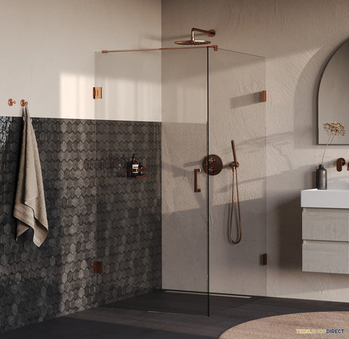 BRAUER Void douchecabine met draaideur helder glas 90x120x200 incl. glascoating PVD koper geborsteld