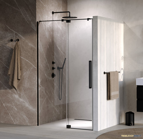 BRAUER Stellar nisdeur 2-delig draaiend helder glas 100x200 omkeerbaar incl. glascoating mat zwart