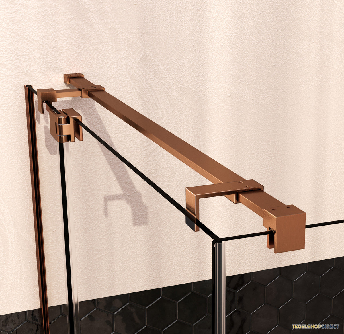 BRAUER Stellar douchecabine met draaideur helder glas 160x100x200 omkeerbaar incl. glascoating PVD koper geborsteld – afbeelding 4