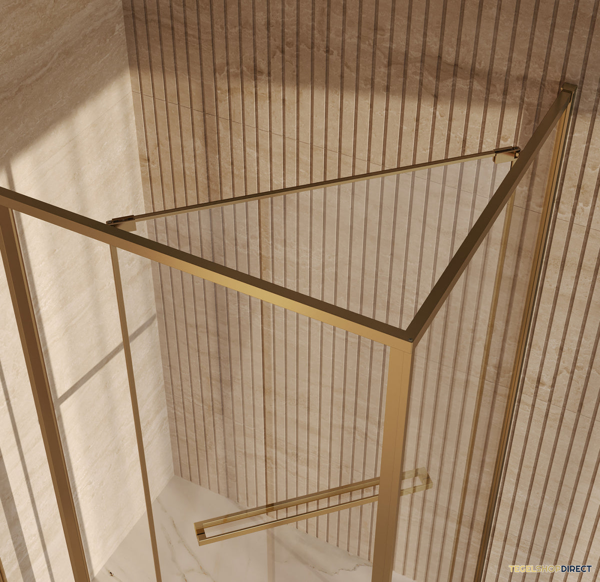 BRAUER Luminis Douchecabine 3-Delig Naar Binnen Draaiend 120x90x200 Omkeerbaar Helder Glas Incl. Glascoating PVD Goud Geborsteld – afbeelding 5