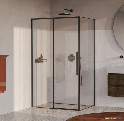BRAUER Galactic Douchecabine Met Schuifdeur 120x90x200 Omkeerbaar Helder Glas Incl. Glascoating PVD Gunmetal Geborsteld