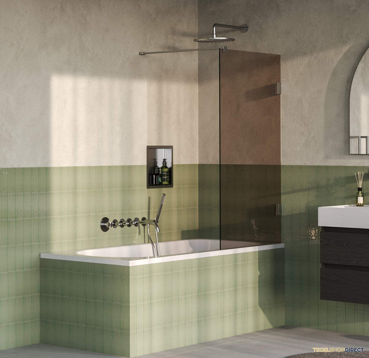 BRAUER Void Badwand 80x140 Brons Glas Incl. Glascoating PVD RVS-Kleurig Geborsteld