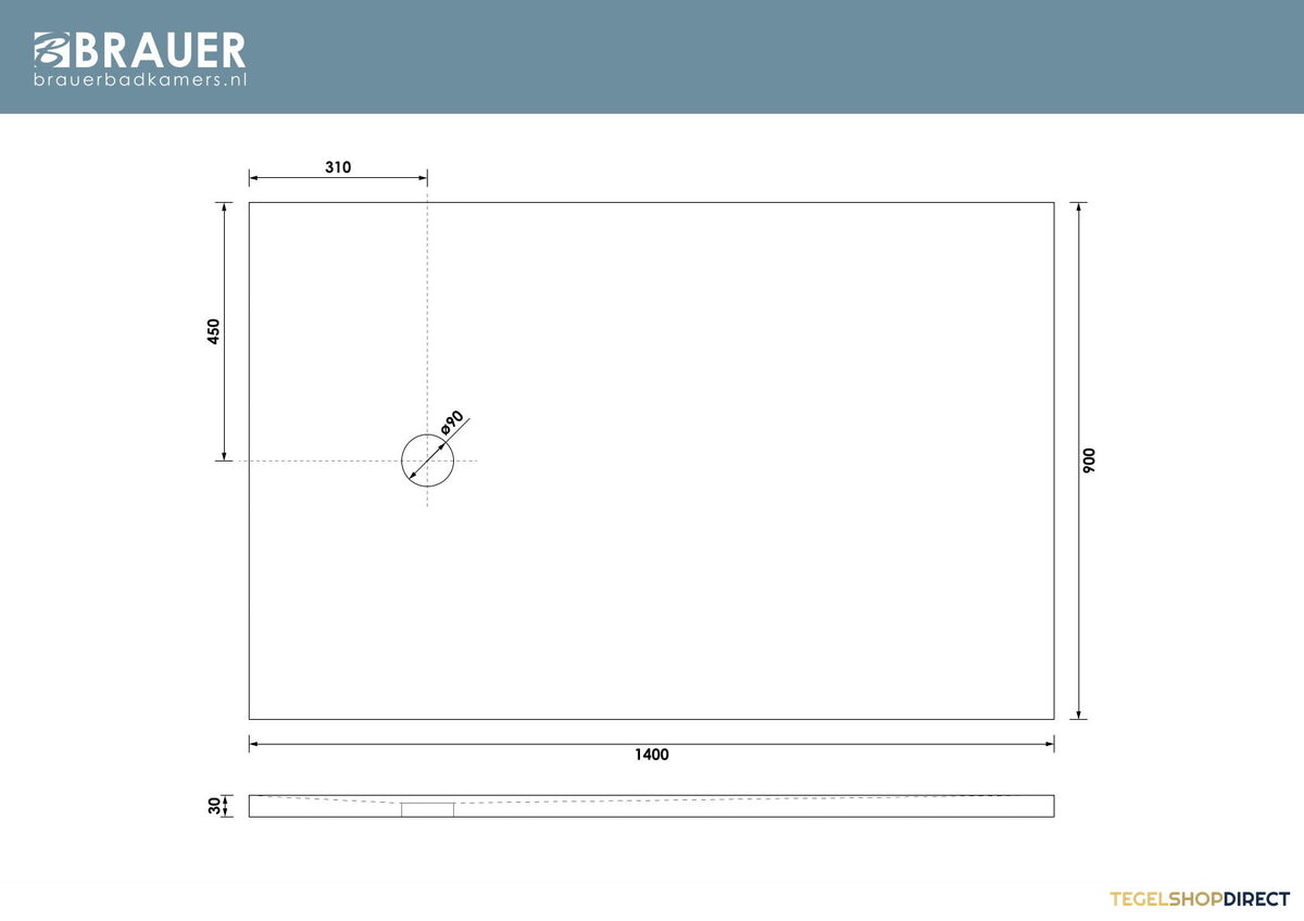 BRAUER Douchebak Asteroid 90x140 incl. antislip en antibacterieel mineraalmarmer mat zwart – afbeelding 9