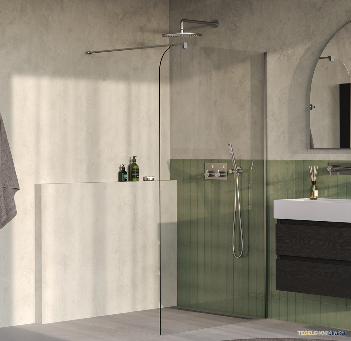 BRAUER Orion inloopdouche helder glas 120x200 incl. glascoating Geborsteld RVS PVD