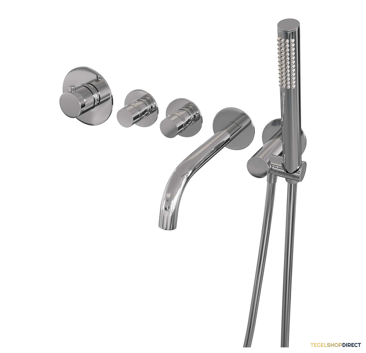 Inbouwthermostaatset Brauer Chrome Incl Baduitloop en Staafhanddouche Messing Chroom – afbeelding 2