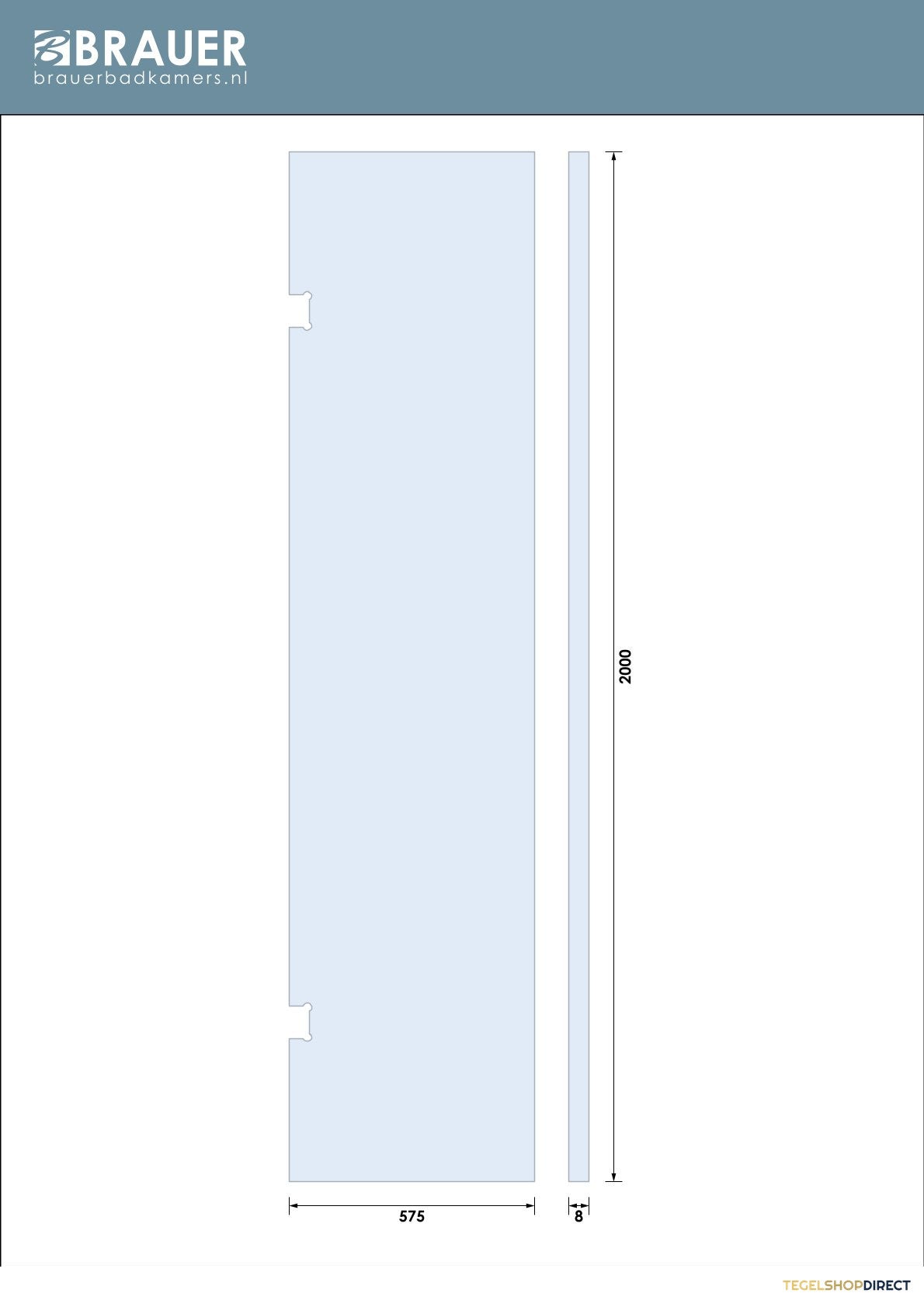 BRAUER Wand 60 helder glas enkelzijdige uitsparingen – afbeelding 2