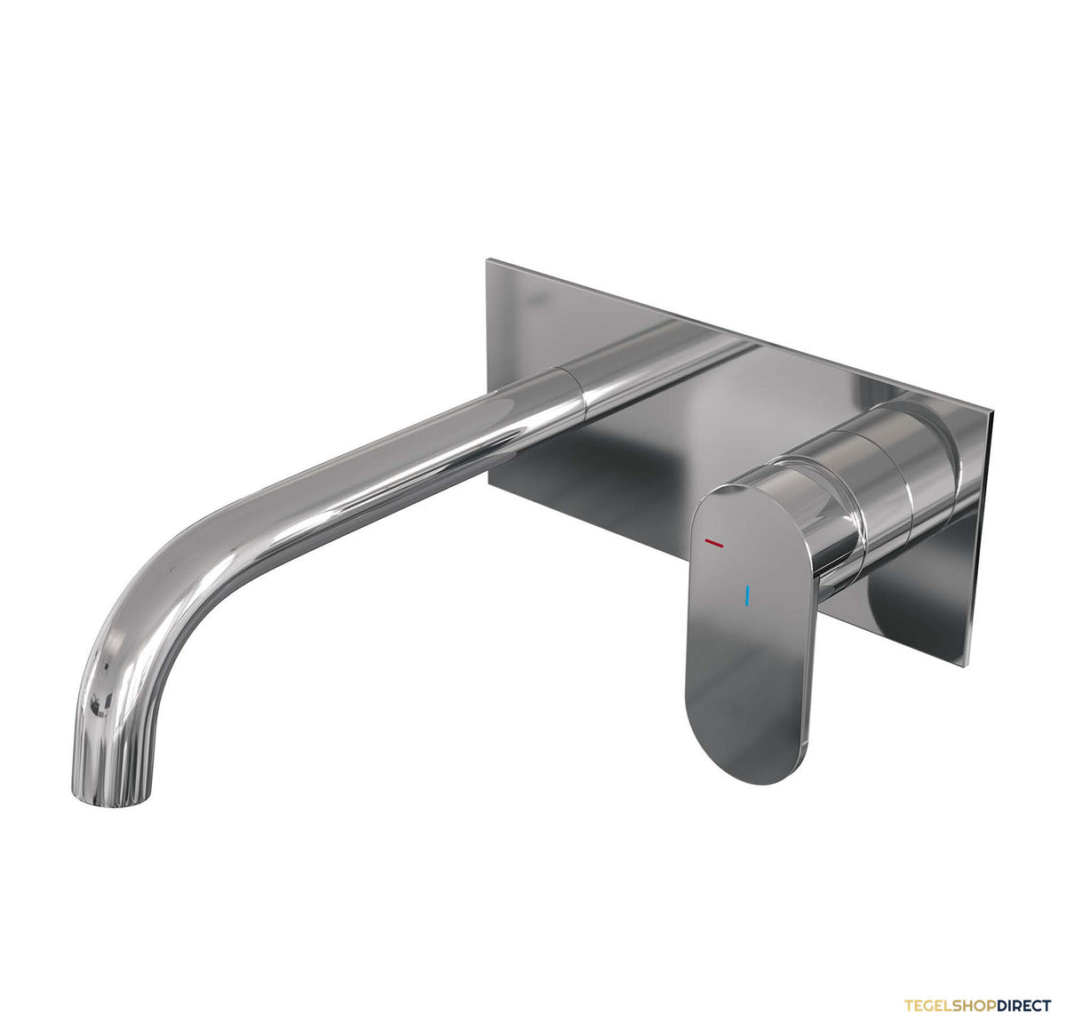 Inbouw Wastafelmengkraan Brauer Chrome Edition Coldstart Gebogen Uitloop Platte Hendel Rechts Chroom Met Afdekplaat