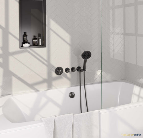 Inbouwthermostaatset Brauer Gunmetal Carving Incl 3 Standen Handdouche En Badafvoer Gunmetal