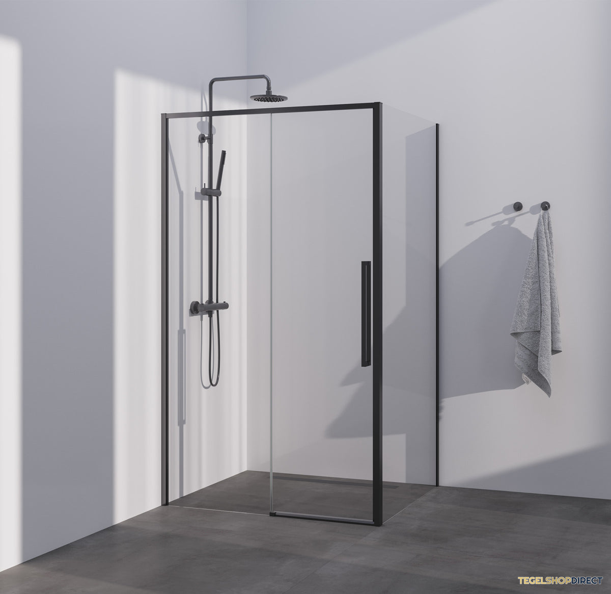 BRAUER Season douchecabine model B met schuifdeur helder glas 120x90x200 omkeerbaar incl. glascoating Season-Gunmetal – afbeelding 2