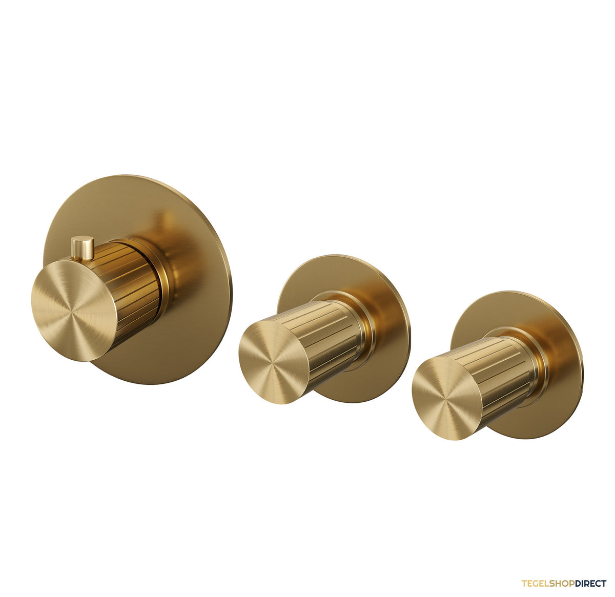 Brauer Stripe inbouwthermostaat en 2 stopkranen met in- en afbouwdelen goud geborsteld PVD