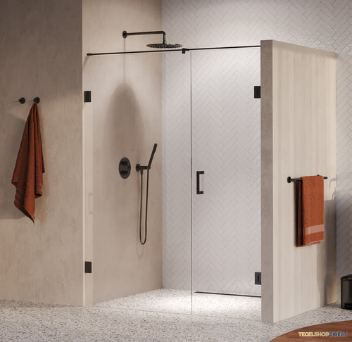 BRAUER Void nisdeur 2-delig helder glas 150x200 omkeerbaar met draaideur 70 aan muur incl. glascoating PVD gunmetal