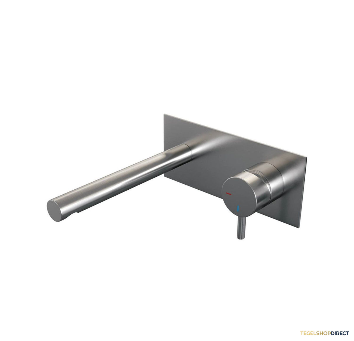 Inbouw Wastafelmengkraan Brauer Brushed Edition Coldstart Rechte Uitloop Korte Ronde Hendel Rechts Geborsteld RVS PVD Met Afdekplaat