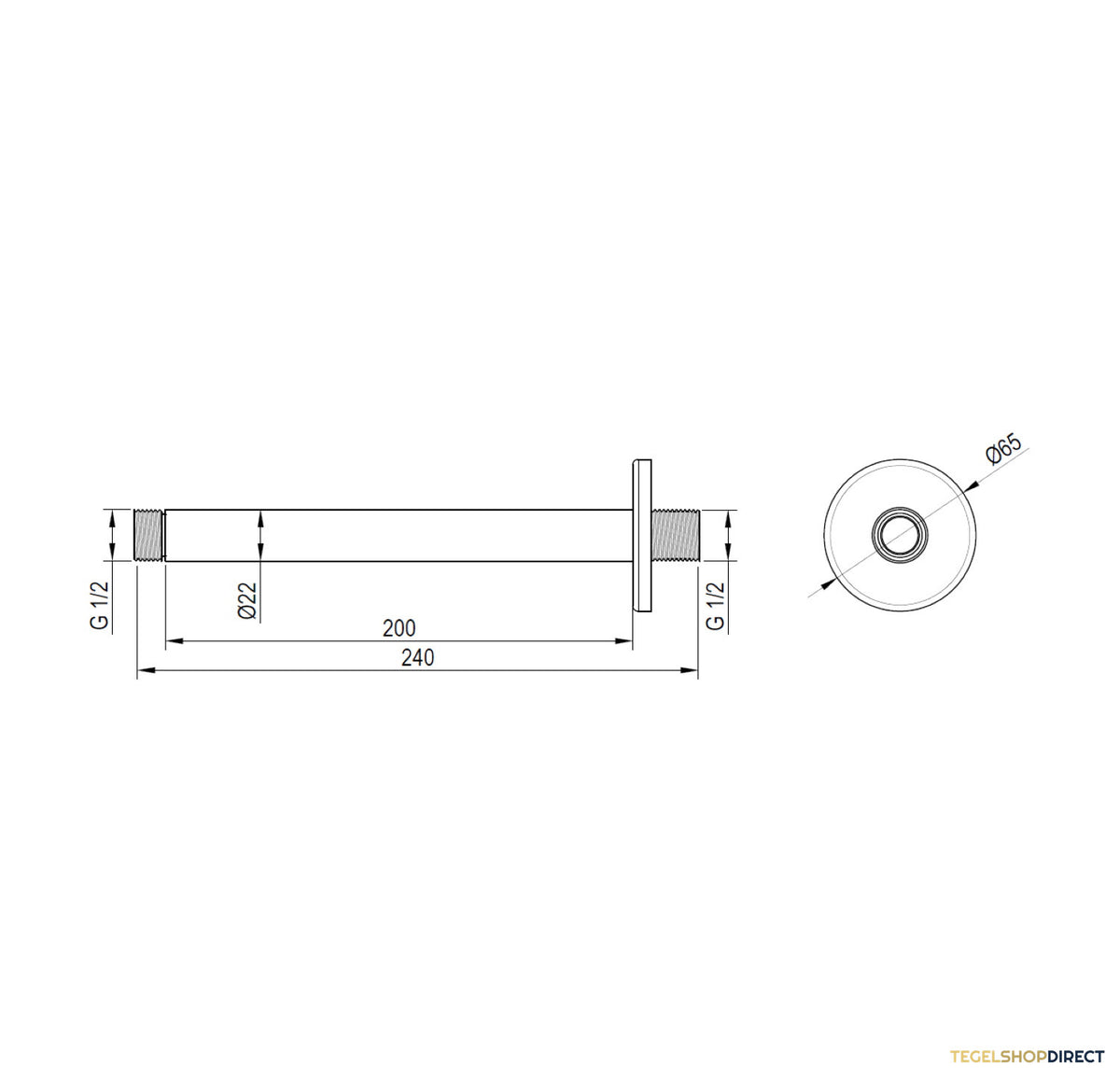 Plafonduitloop Brauer Brushed 20 cm Geborsteld RVS – afbeelding 2