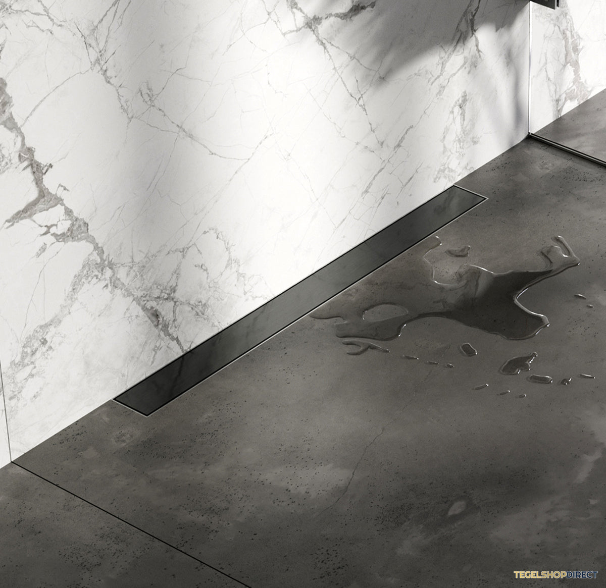 Douchegoot Brauer Geborsteld Gunmetal Muur Montage Inclusief Vloerflens 70x7 cm Zero Tegelinlegrooster Omkeerbaar