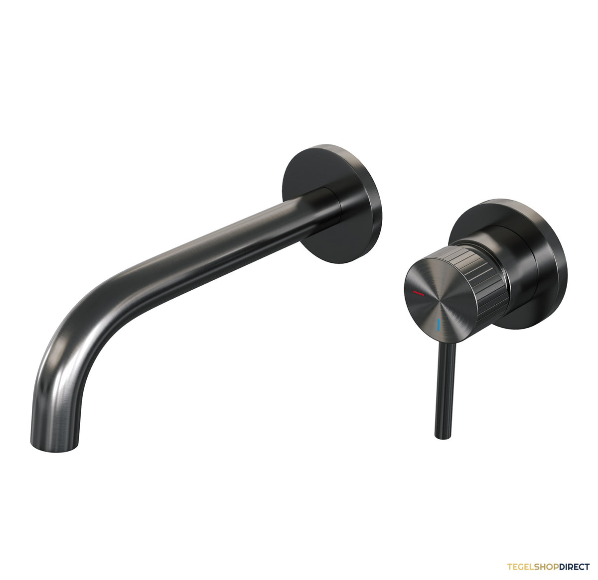 Brauer Stripe inbouw wastafelmengkraan met gebogen uitloop en rozetten model A1 gunmetal geborsteld PVD