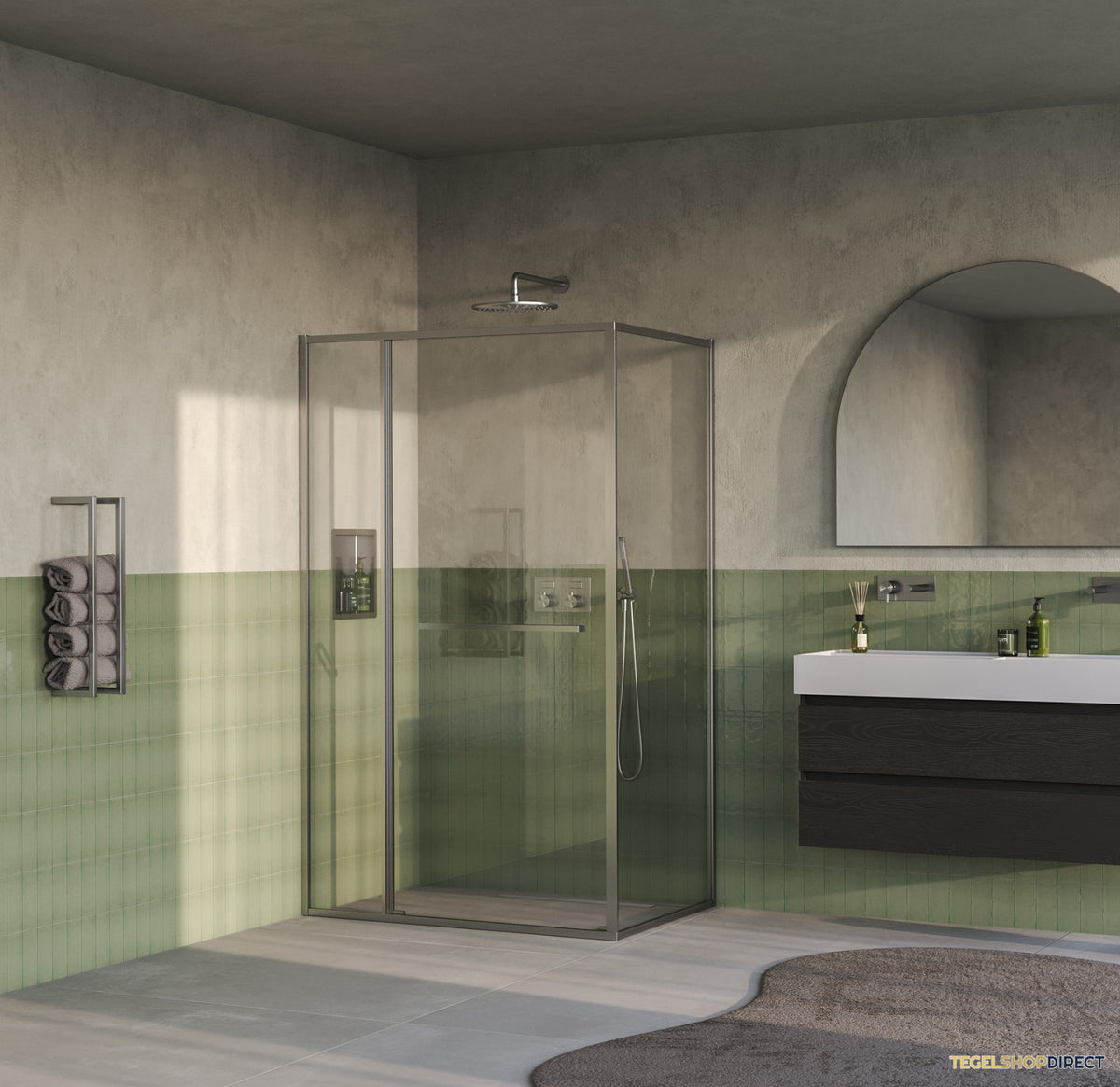 BRAUER Luminis Douchecabine 3-Delig Naar Binnen Draaiend 120x90x200 Omkeerbaar Helder Glas Incl. Glascoating PVD RVS-Kleurig Geborsteld – afbeelding 2