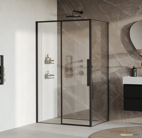 BRAUER Galactic Douchecabine Met Schuifdeur 120x90x200 Omkeerbaar Helder Glas Incl. Glascoating Mat Zwart