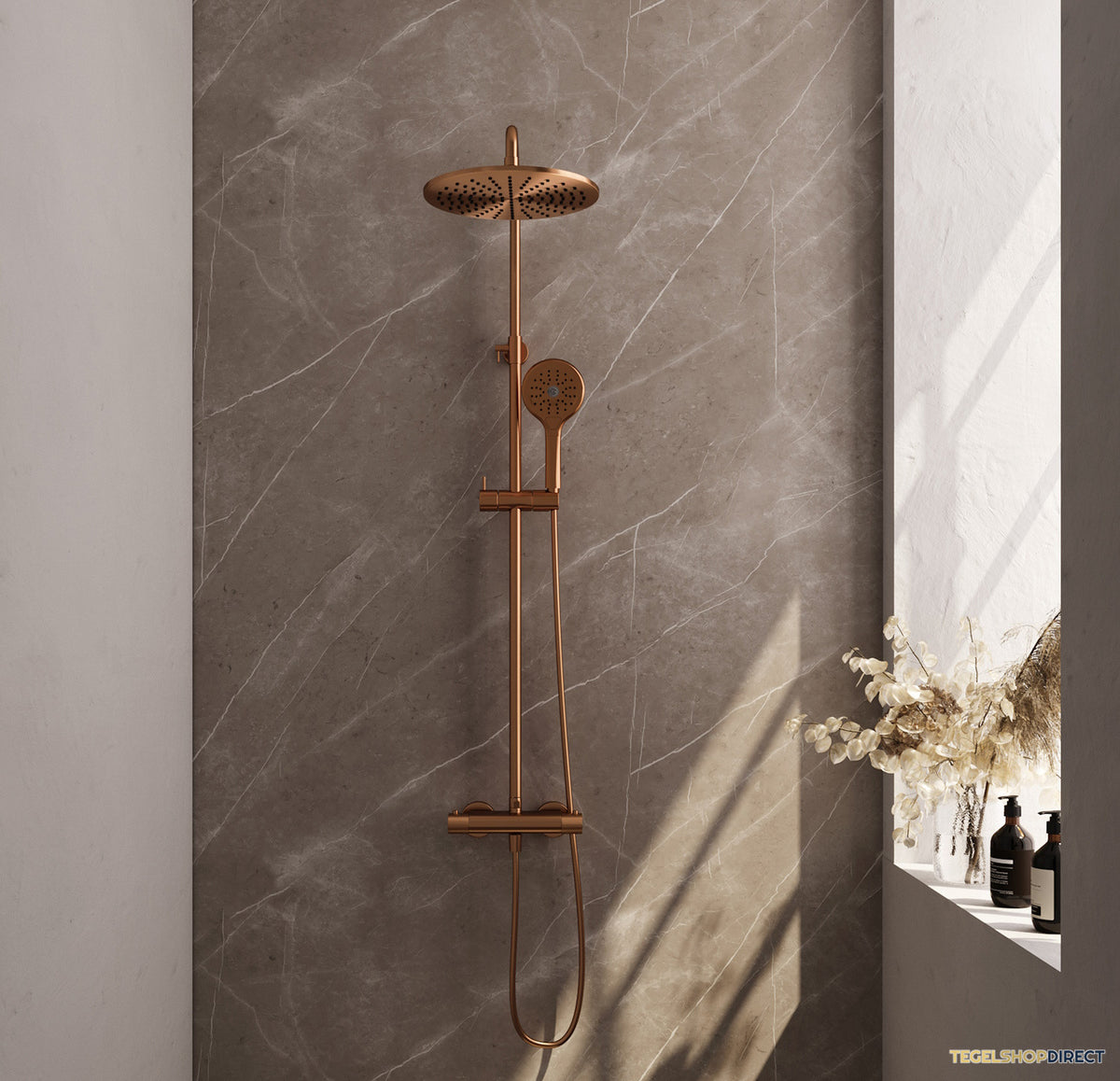 Opbouw Regendoucheset Brauer Carving Thermostatisch Geborsteld Koper (Alle Opties) – afbeelding 2
